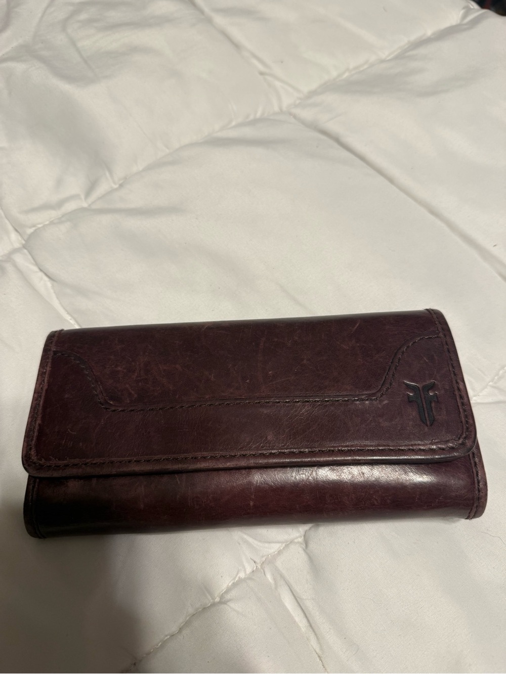 Frye Deep Burgundy Leather Clutch Wallet